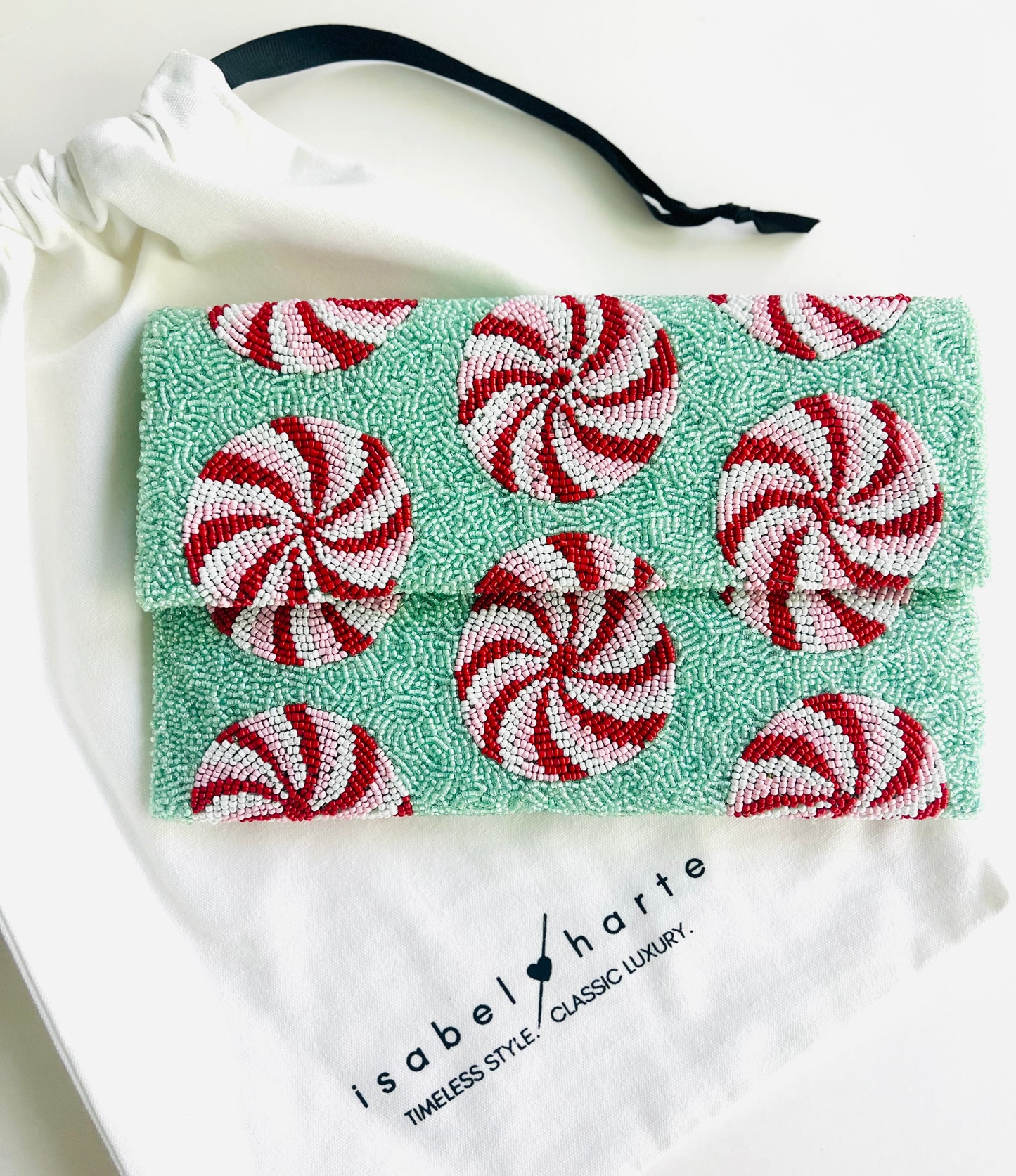 Holiday Peppermint Beaded Clutch