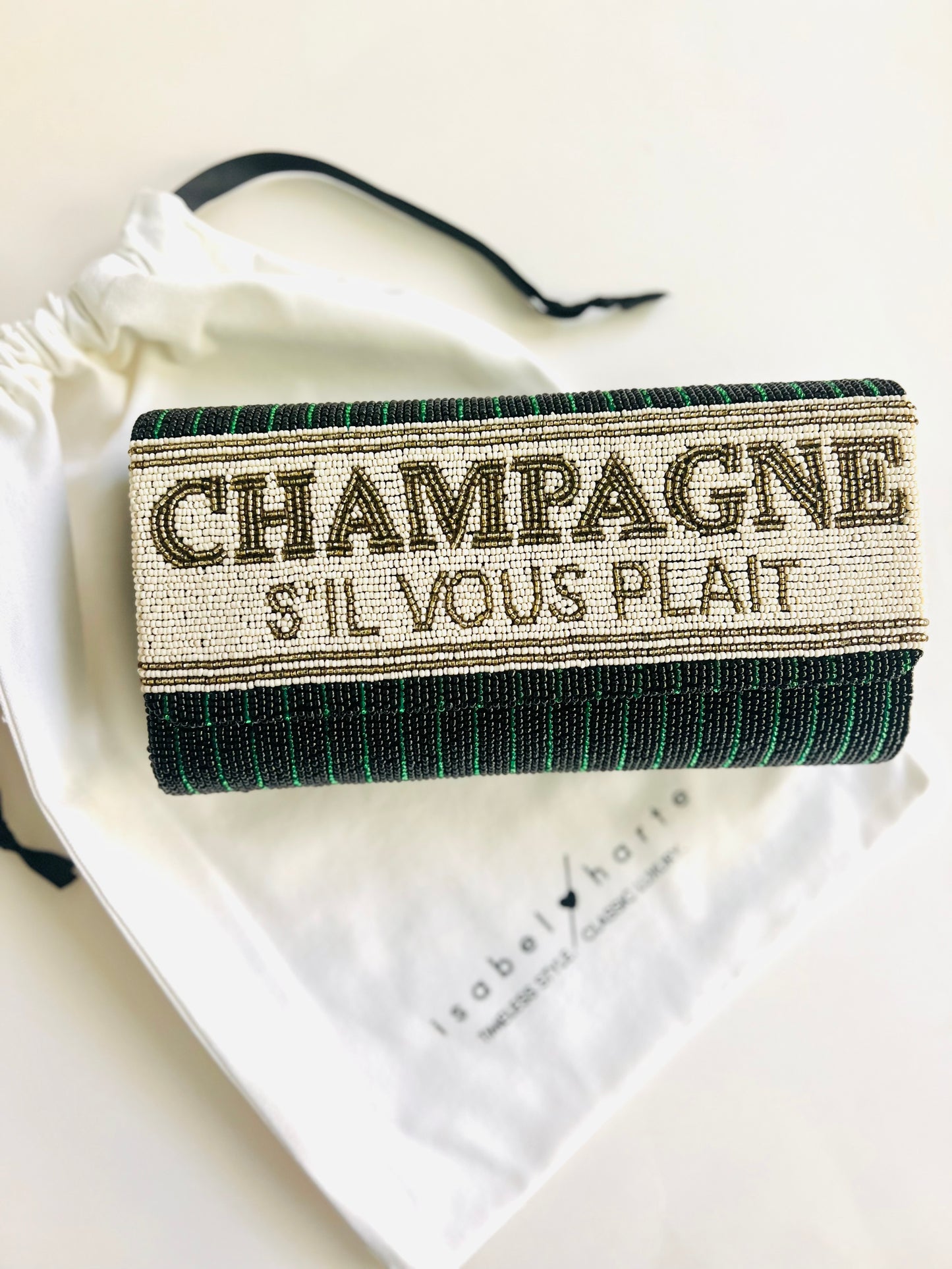 Champagne S’il Vous Plait Beaded Clutch