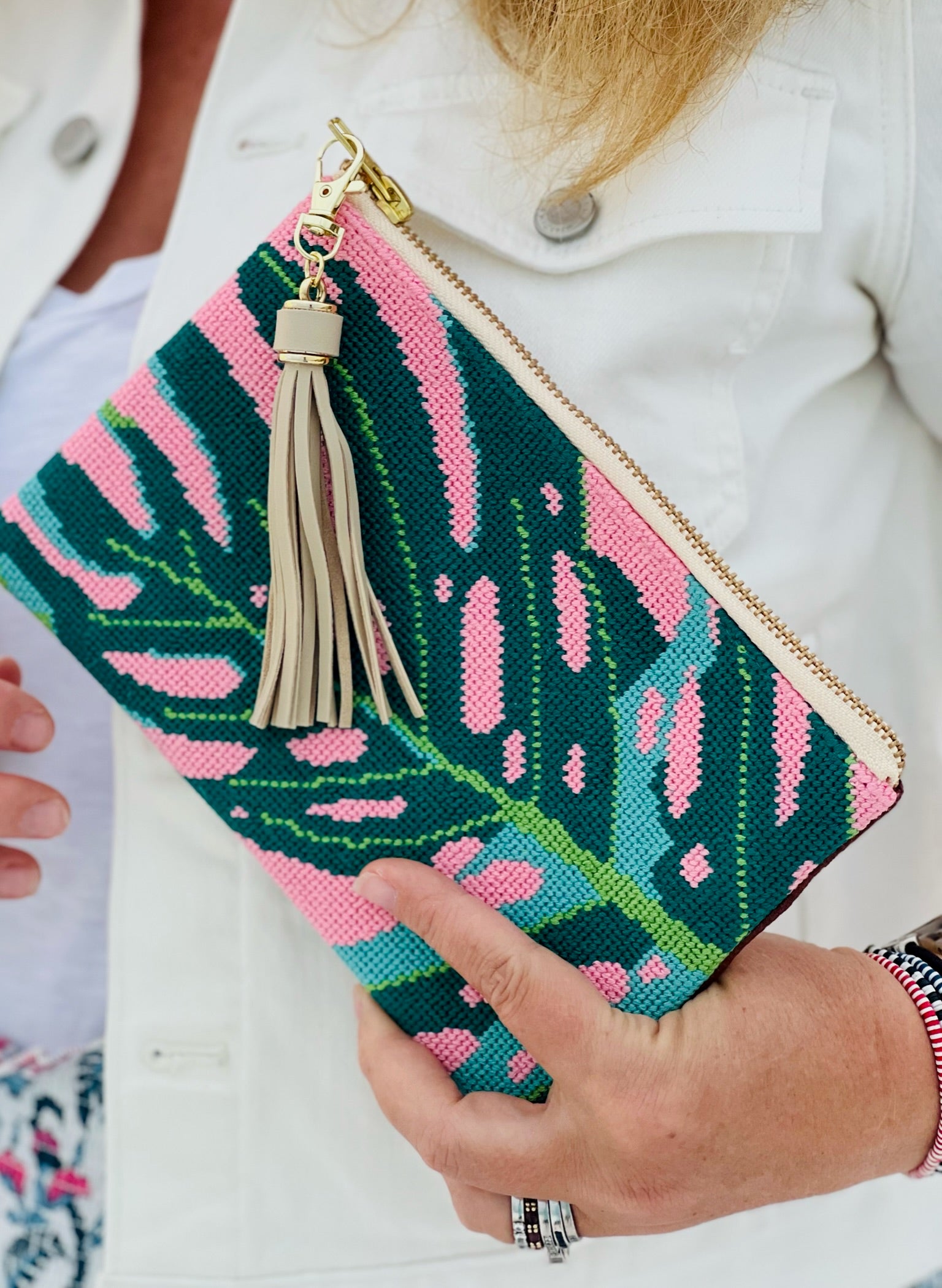 Madame Monstera Needlepoint Clutch