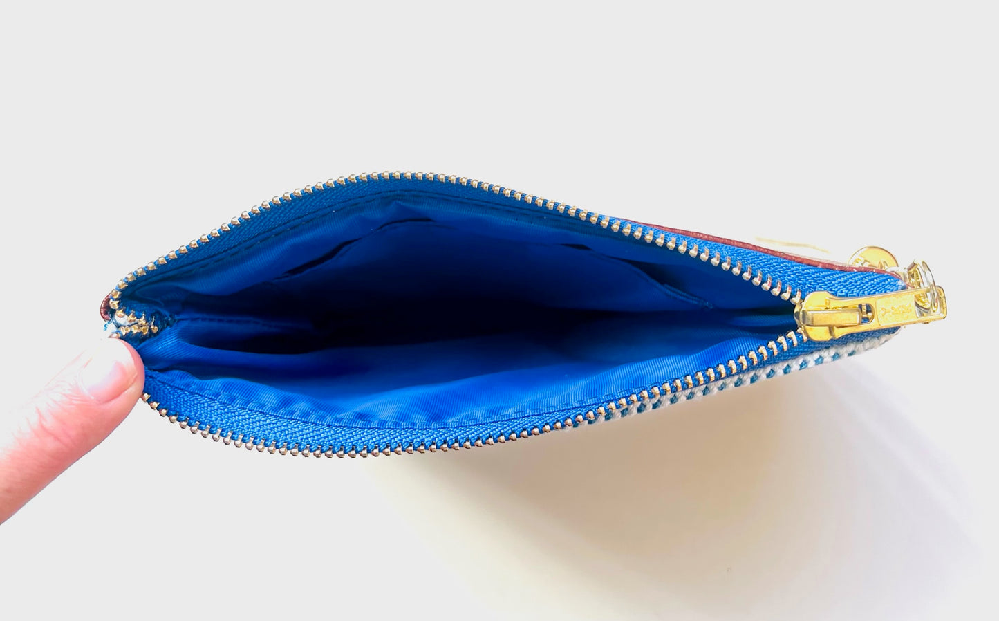 The Ribbon Needlepoint Clutch in Blue