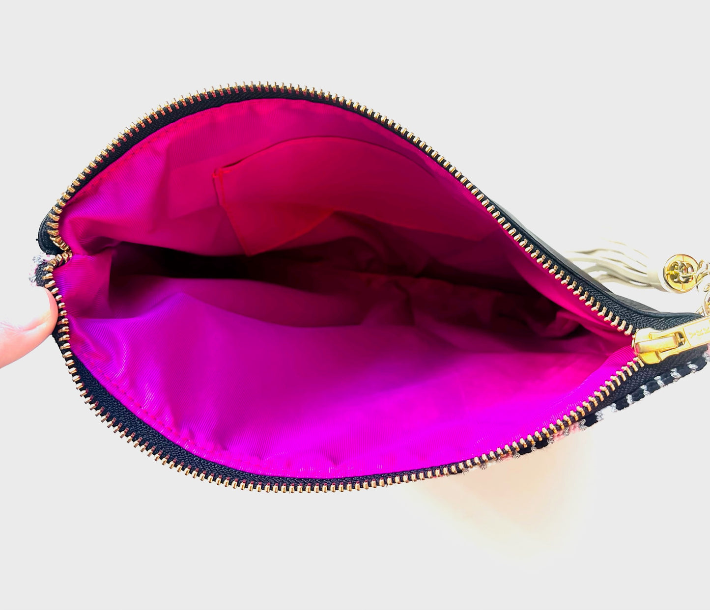 Pink Snakeskin Needlepoint Clutch