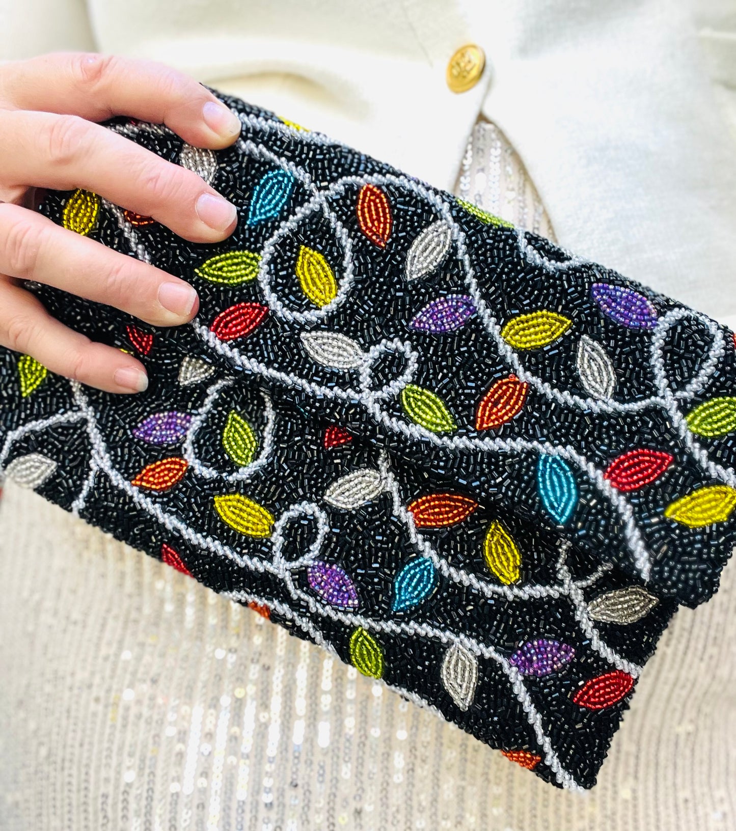 String of Lights Beaded Clutch