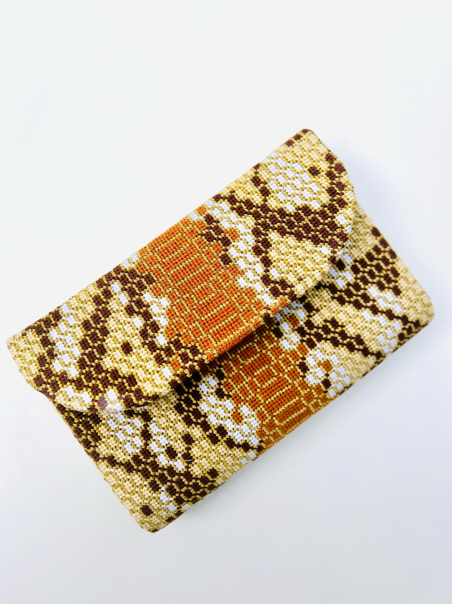 Faux Snakeskin Needlepoint Foldover Clutch