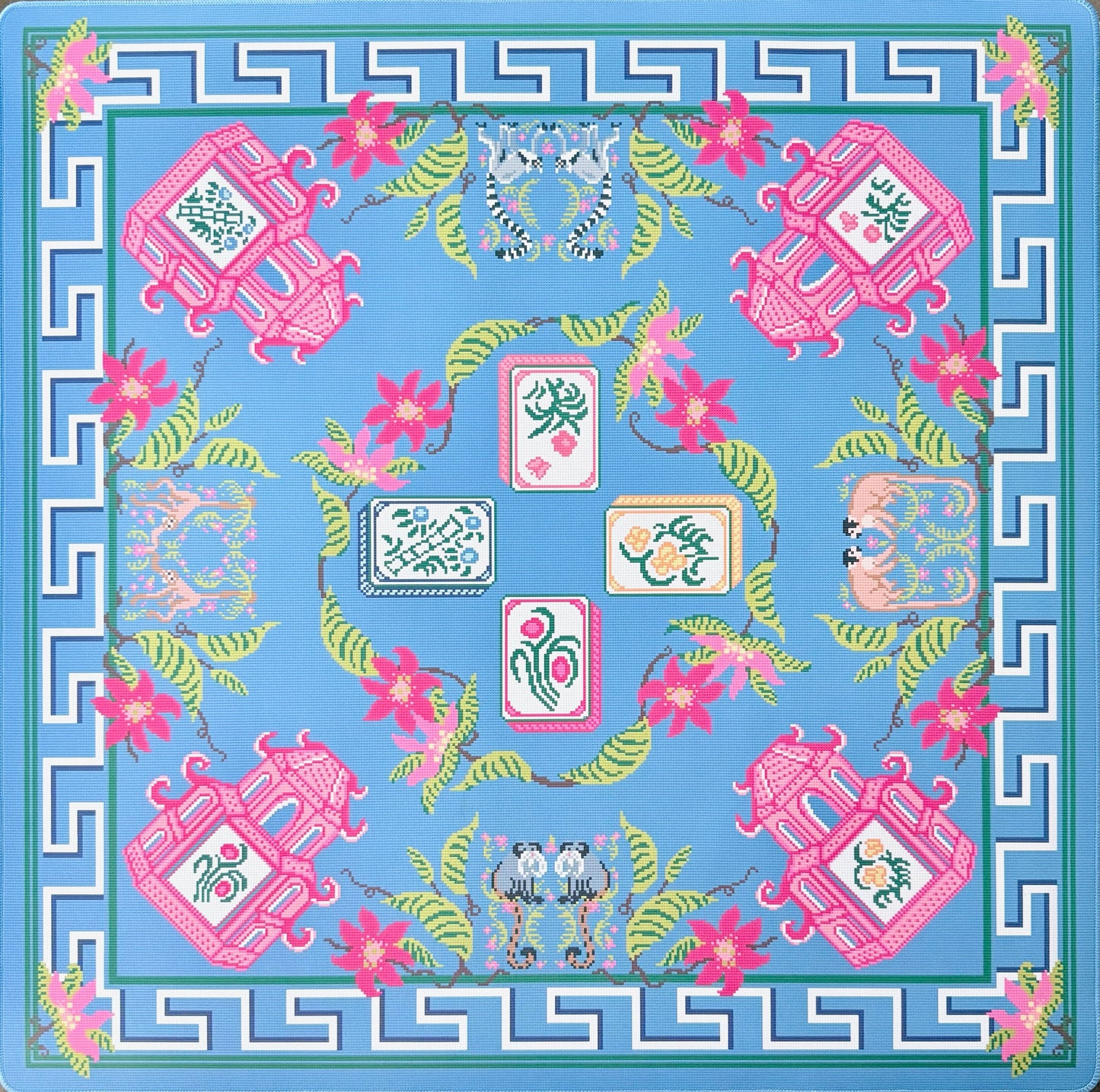 Tropical Monkey Cushioned Mahjong Mat for Card Table