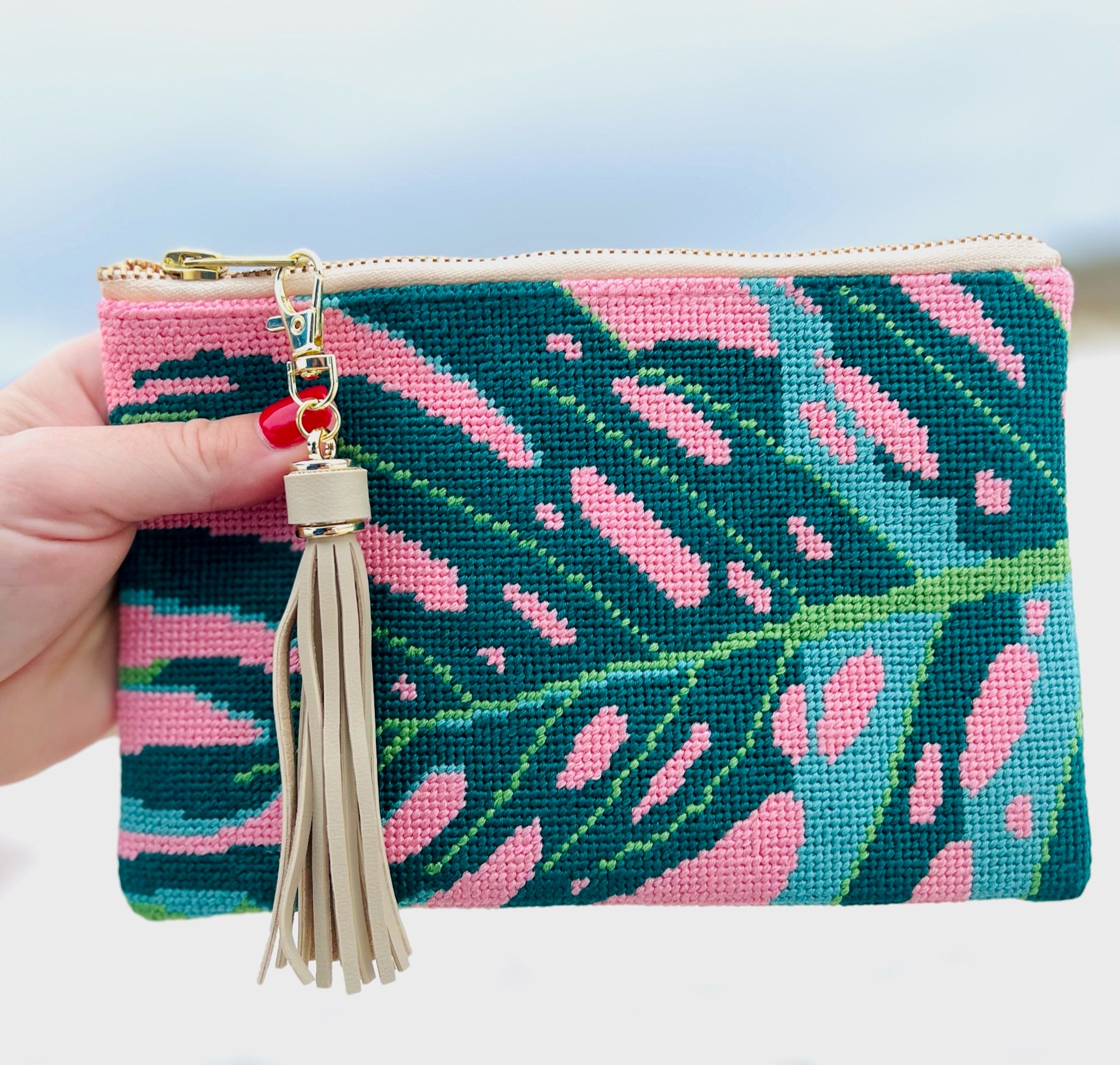 Madame Monstera Needlepoint Clutch