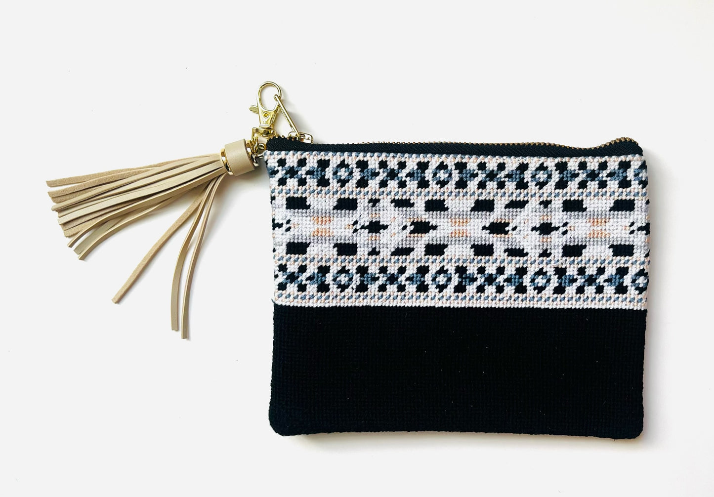 The Ribbon Needlepoint Clutch in Black